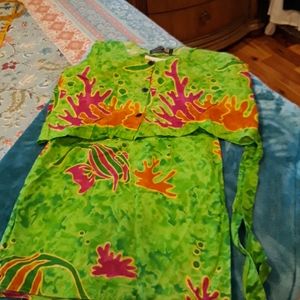 Tropical mini wrap skirt and crop top